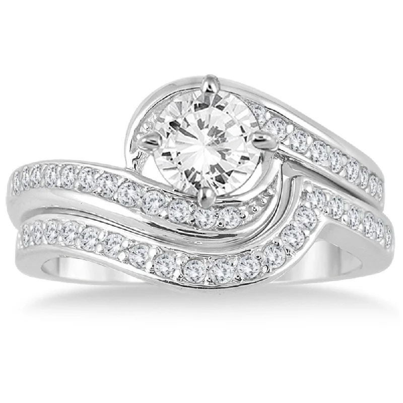 AGS Certified 1 3/8 Carat TW Diamond Bridal Set in 14K White Gold (J-K Color, I2-I3 Clarity) AGS Certified 1 3/8 Carat TW Diamond Bridal Set in 14K White Gold (J-K Color, I2-I3 Clarity)