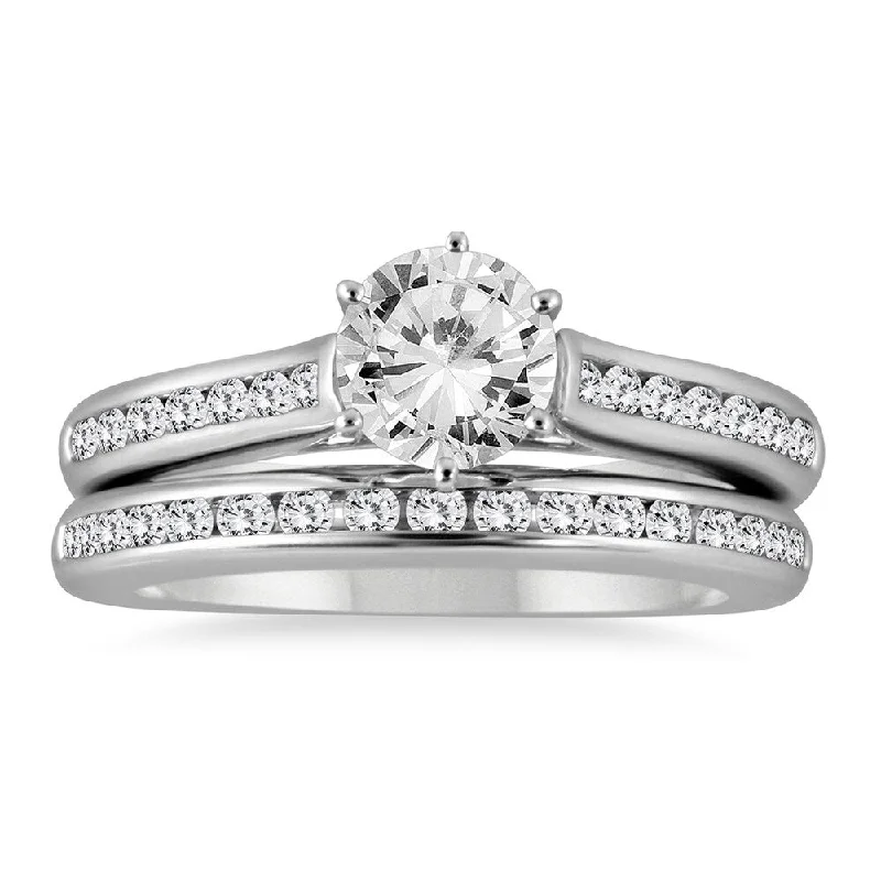 AGS Certified 1 5/8 Carat TW Diamond Bridal Set in 14K White Gold (J-K Color, I2-I3 Clarity) AGS Certified 1 5/8 Carat TW Diamond Bridal Set in 14K White Gold (J-K Color, I2-I3 Clarity)