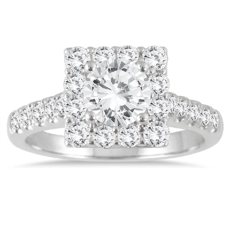AGS Certified 1 5/8 Carat TW Diamond Halo Bridal Set in 14K White Gold (J-K Color, I2-I3 Clarity) AGS Certified 1 5/8 Carat TW Diamond Halo Bridal Set in 14K White Gold (J-K Color, I2-I3 Clarity)