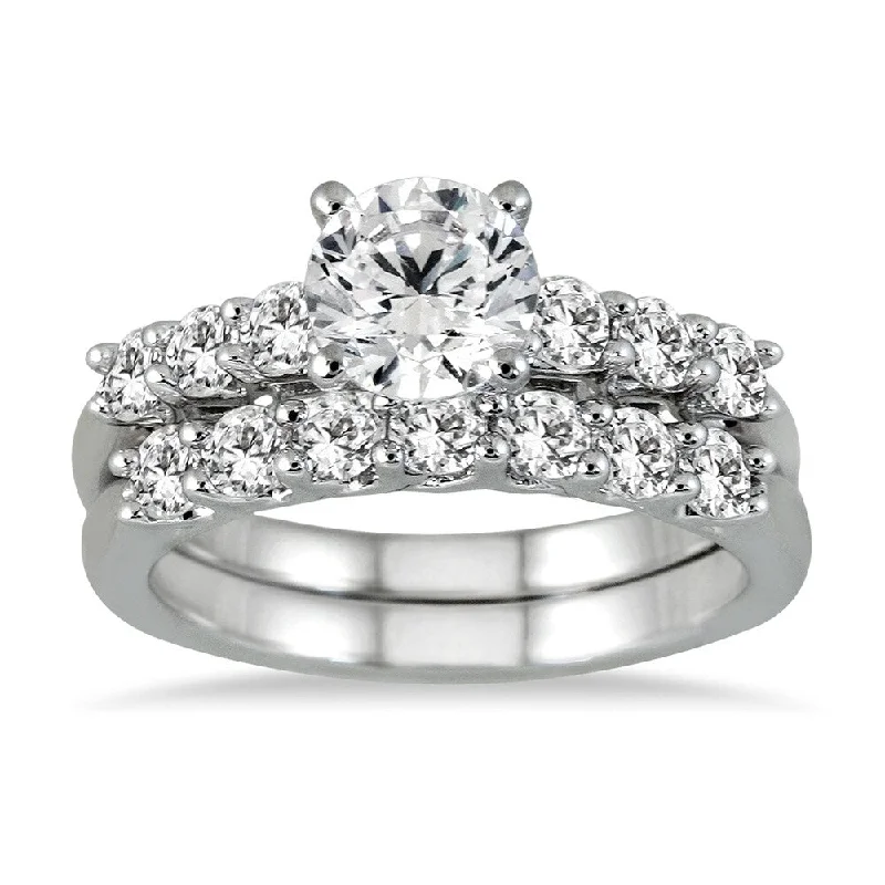 AGS Certified 1 7/8 Carat TW Diamond Bridal Set in 14K White Gold (J-K Color, I2-I3 Clarity) AGS Certified 1 7/8 Carat TW Diamond Bridal Set in 14K White Gold (J-K Color, I2-I3 Clarity)