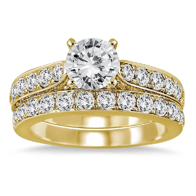 AGS Certified 2 1/2 Carat TW Diamond Bridal Set in 14K Yellow Gold (J-K Color, I2-I3 Clarity) AGS Certified 2 1/2 Carat TW Diamond Bridal Set in 14K Yellow Gold (J-K Color, I2-I3 Clarity)