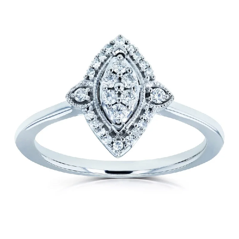 Annello by Kobelli 10k White Gold 1/6ct TDW Diamond Cluster Marquise-Shaped Ring Annello by Kobelli 10k White Gold 1/6ct TDW Diamond Cluster Marquise-Shaped Ring