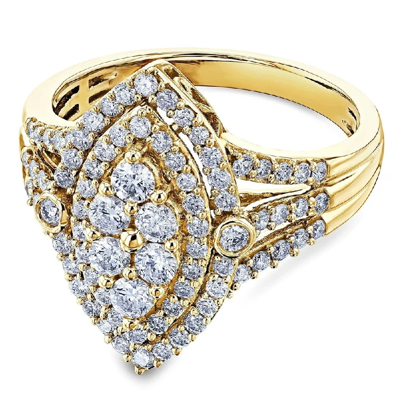 Annello by Kobelli 10k Yellow Gold 1 Carat TW Marquise Cluster Split Shank Diamond Ring Annello by Kobelli 10k Yellow Gold 1 Carat TW Marquise Cluster Split Shank Diamond Ring