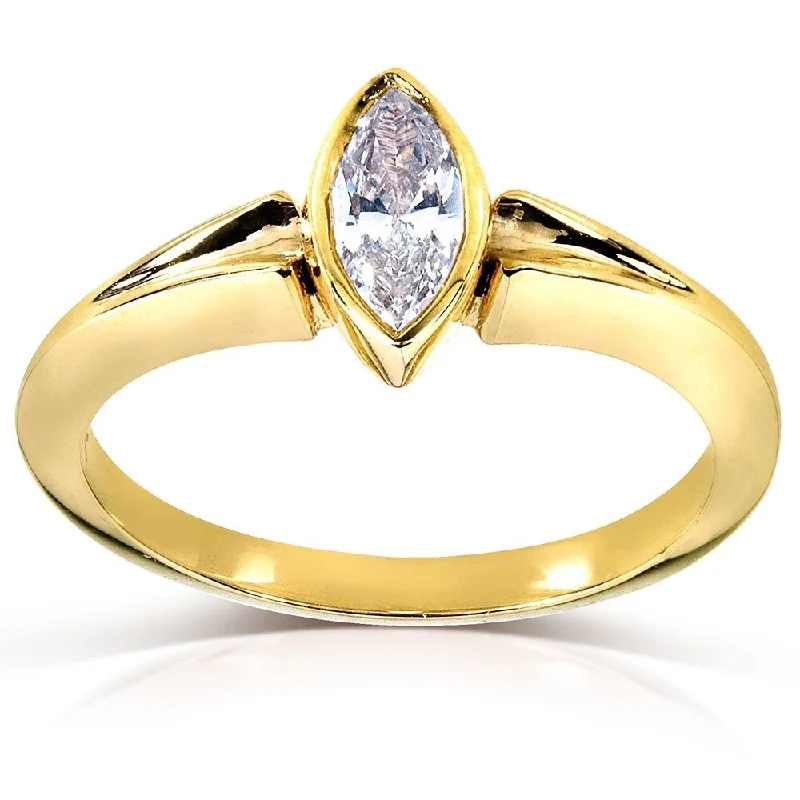 Annello by Kobelli 14k Yellow Gold 3/4ct TDW AGA-certified Marquise Diamond Solitaire Ring Annello by Kobelli 14k Yellow Gold 3/4ct TDW AGA-certified Marquise Diamond Solitaire Ring