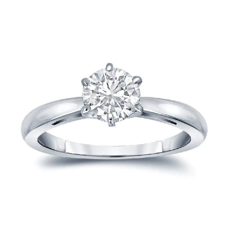 Auriya 18k Gold Certified 2.25ct TDW Round 6-Prong Solitaire Diamond Engagement Ring Auriya 18k Gold Certified 2.25ct TDW Round 6-Prong Solitaire Diamond Engagement Ring
