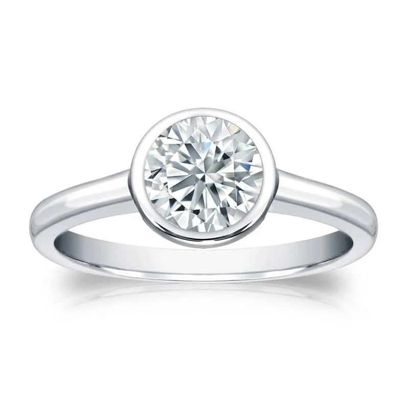 Auriya 18k Gold GIA Certified 1.75ct TDW Solitaire Bezel Set Diamond Engagement Ring Auriya 18k Gold GIA Certified 1.75ct TDW Solitaire Bezel Set Diamond Engagement Ring
