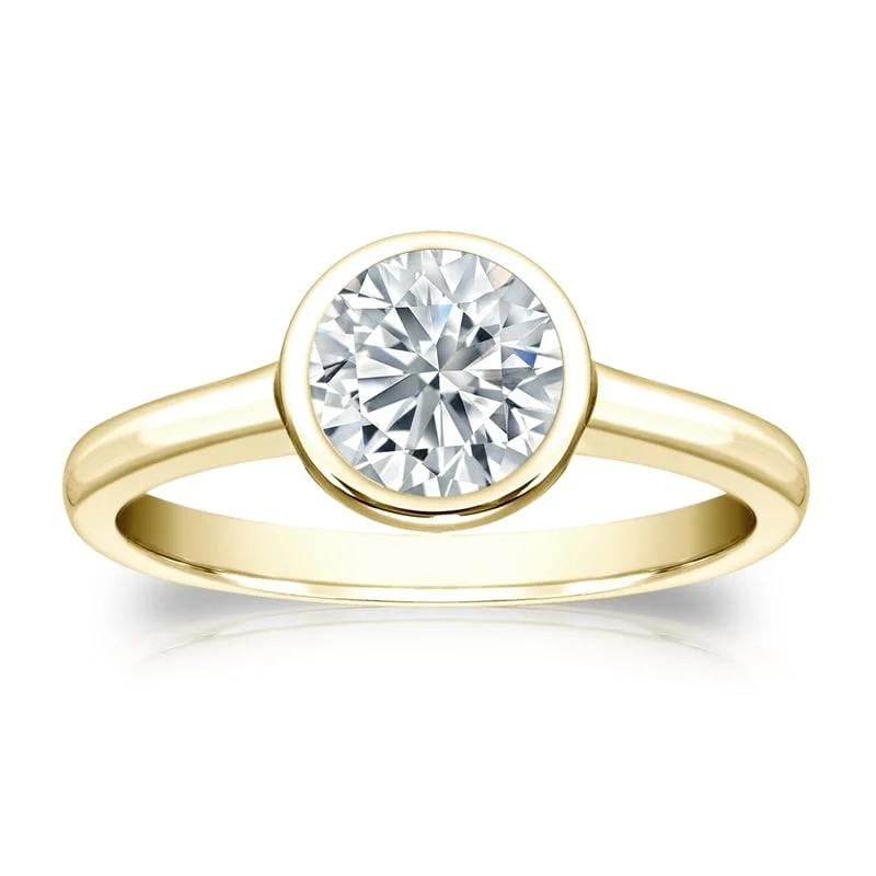 Auriya 18k Gold GIA Certified 2.25ct TDW Solitaire Bezel Set Diamond Engagement Ring Auriya 18k Gold GIA Certified 2.25ct TDW Solitaire Bezel Set Diamond Engagement Ring