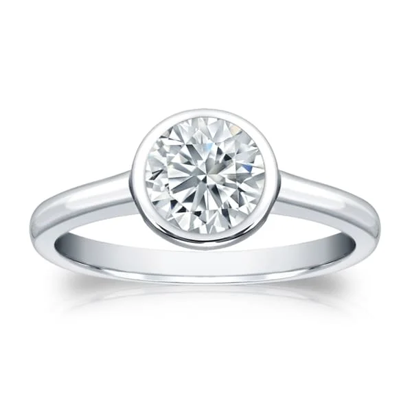 Auriya Platinum GIA Certified 1.00ct. TDW Solitaire Bezel Set Diamond Engagement Ring Auriya Platinum GIA Certified 1.00ct. TDW Solitaire Bezel Set Diamond Engagement Ring