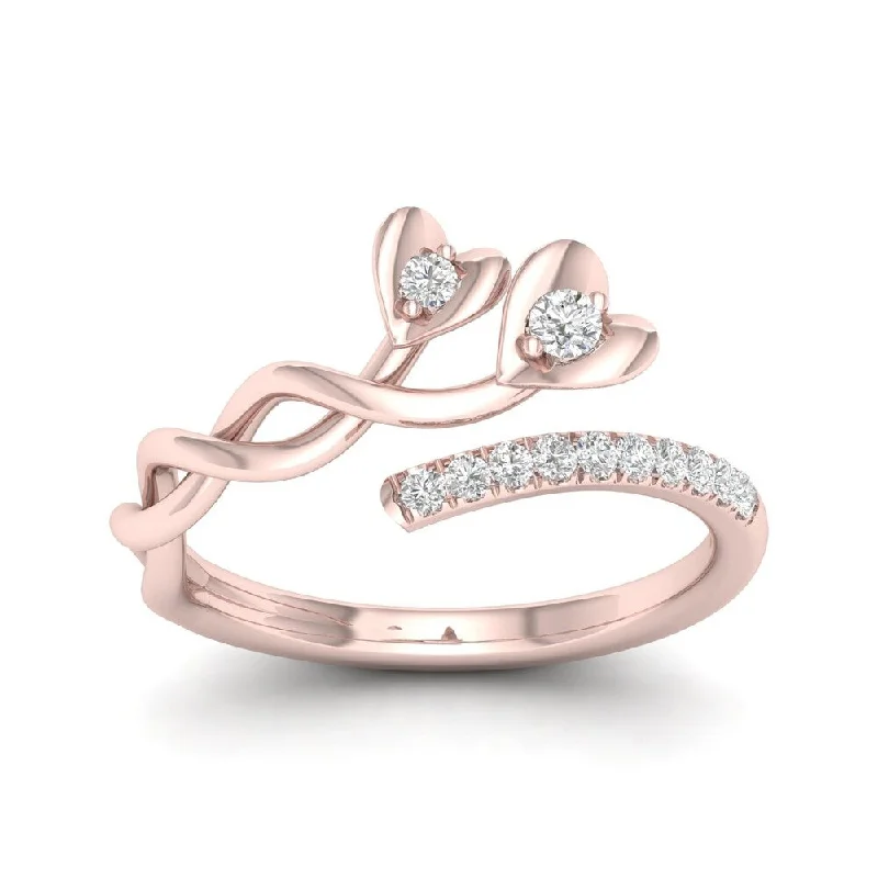 De Couer 10k Rose Gold 1/6ct TDW Diamond Heart Promise Ring