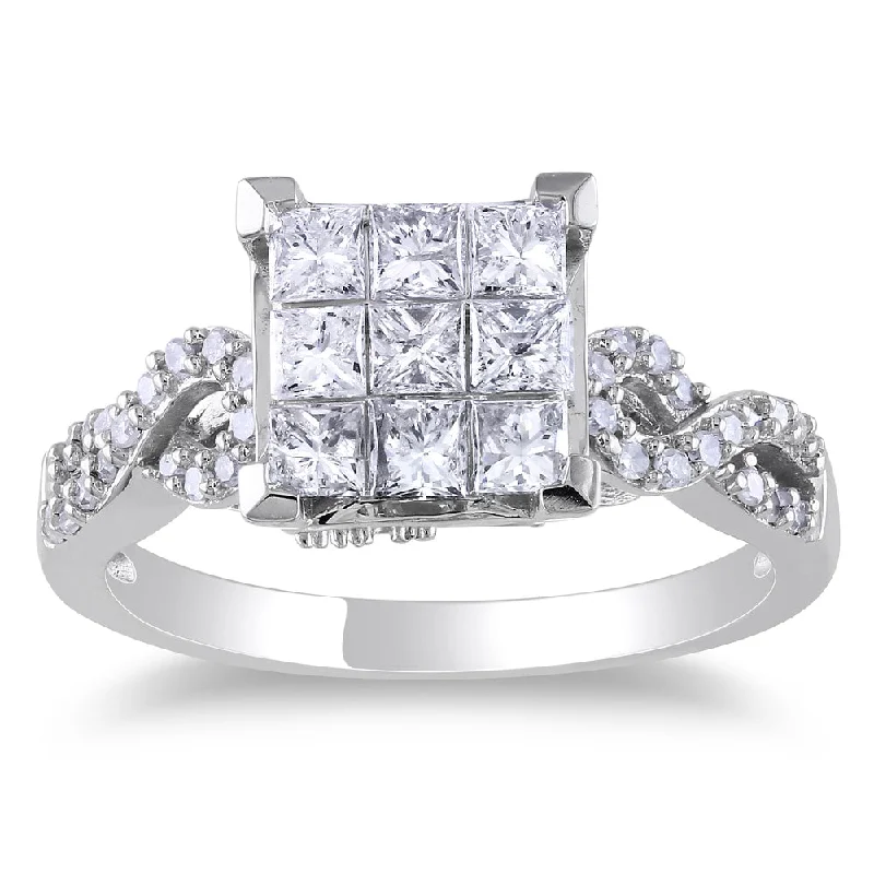 Miadora Signature Collection 10k White Gold 1ct TDW Princess-cut Diamond Composite Engagemnet Ring Miadora Signature Collection 10k White Gold 1ct TDW Princess-cut Diamond Composite Engagemnet Ring