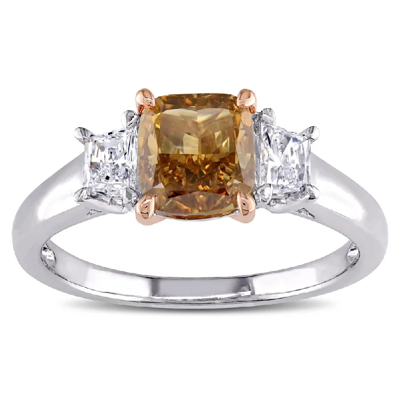 Miadora Signature Collection 14k Two-tone Gold 1 3/4ct TDW Certified Brown and White Diamond 3-stone Miadora Signature Collection 14k Two-tone Gold 1 3/4ct TDW Certified Brown and White Diamond 3-stone