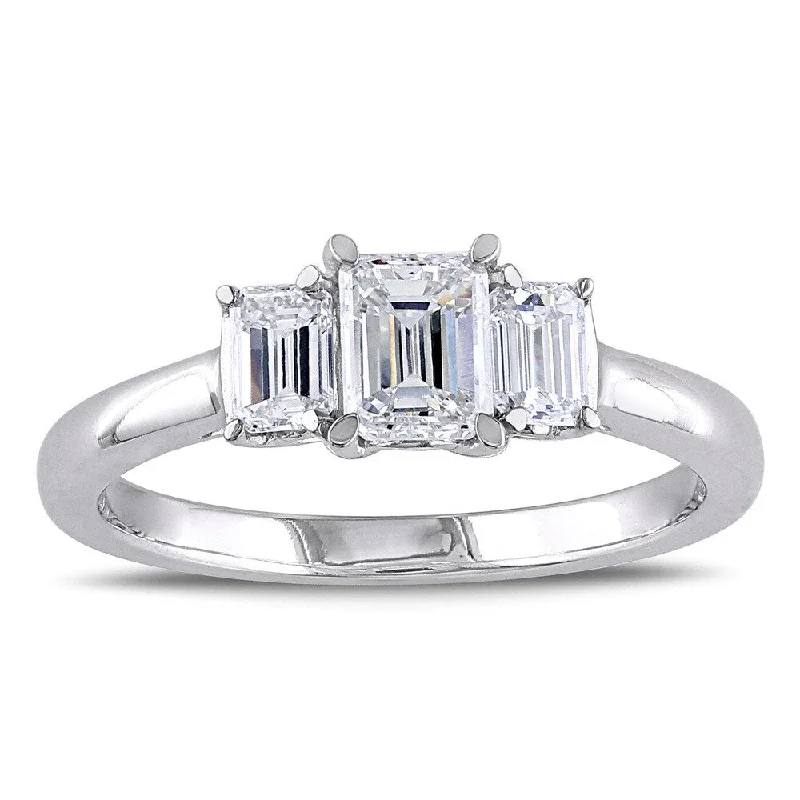 Miadora Signature Collection 14k White Gold 1ct TDW Emerald Cut Three Stone Diamond Ring Miadora Signature Collection 14k White Gold 1ct TDW Emerald Cut Three Stone Diamond Ring