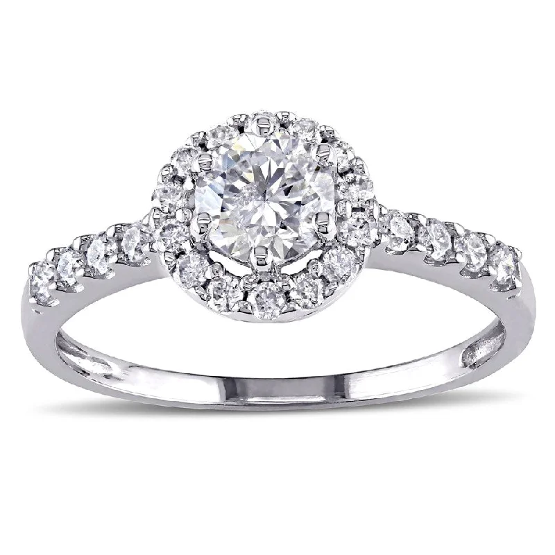 Miadora Signature Collection 14k White Gold 1ct TDW Round Halo Diamond Ring