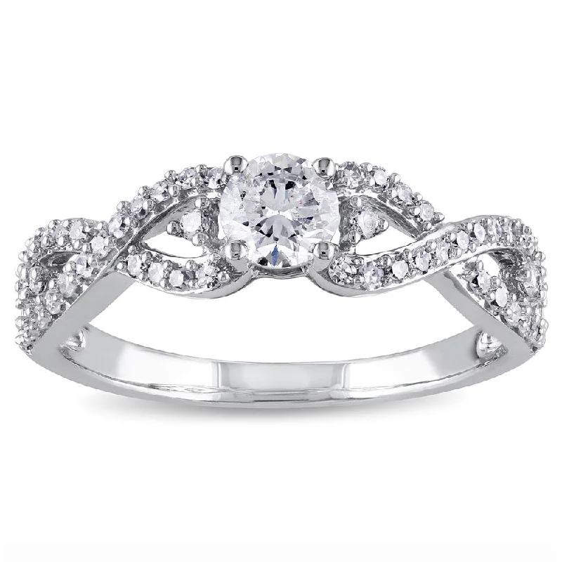 Miadora Signature Collection 14k White Gold 3/4ct TDW Infinity Diamond Promise Ring Miadora Signature Collection 14k White Gold 3/4ct TDW Infinity Diamond Promise Ring