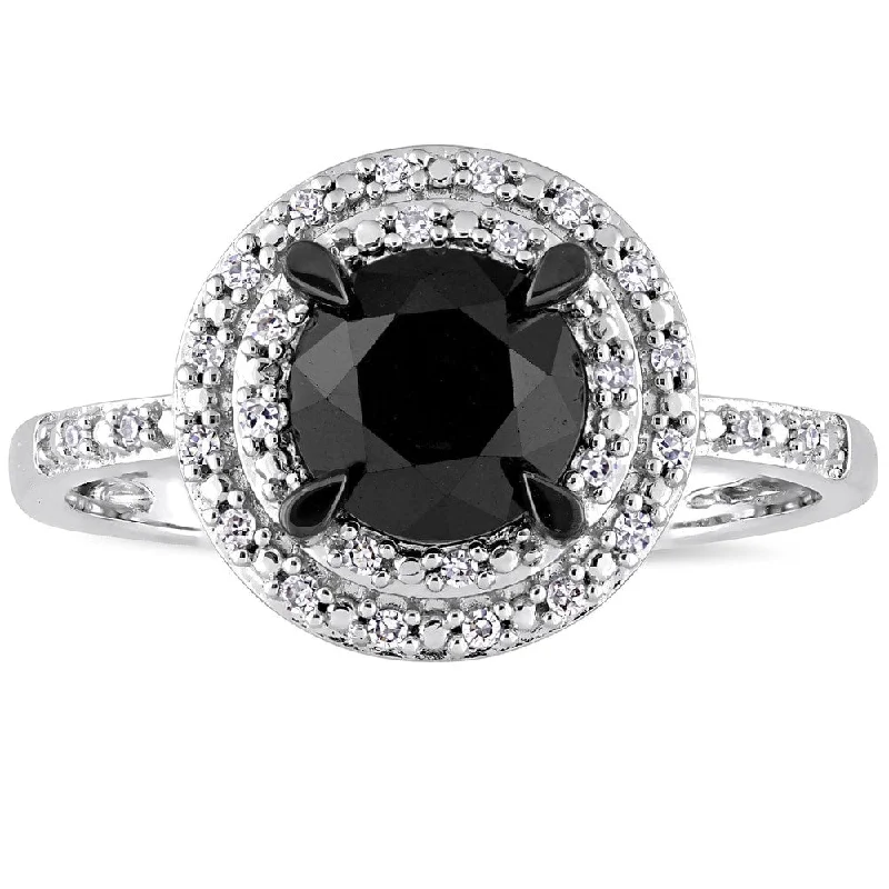 Miadora Signature Collection Signature Collection 14k White Gold 1-5/8ct TDW Black and White Diamond Miadora Signature Collection Signature Collection 14k White Gold 1-5/8ct TDW Black and White Diamond