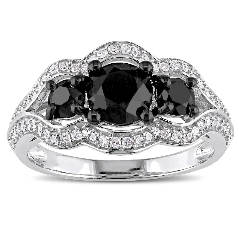 Miadora Signature Collection White Gold With Black Rhodium 1 3/4Ct TDW Black & White Diamond 3-S Miadora Signature Collection White Gold With Black Rhodium 1 3/4Ct TDW Black & White Diamond 3-S