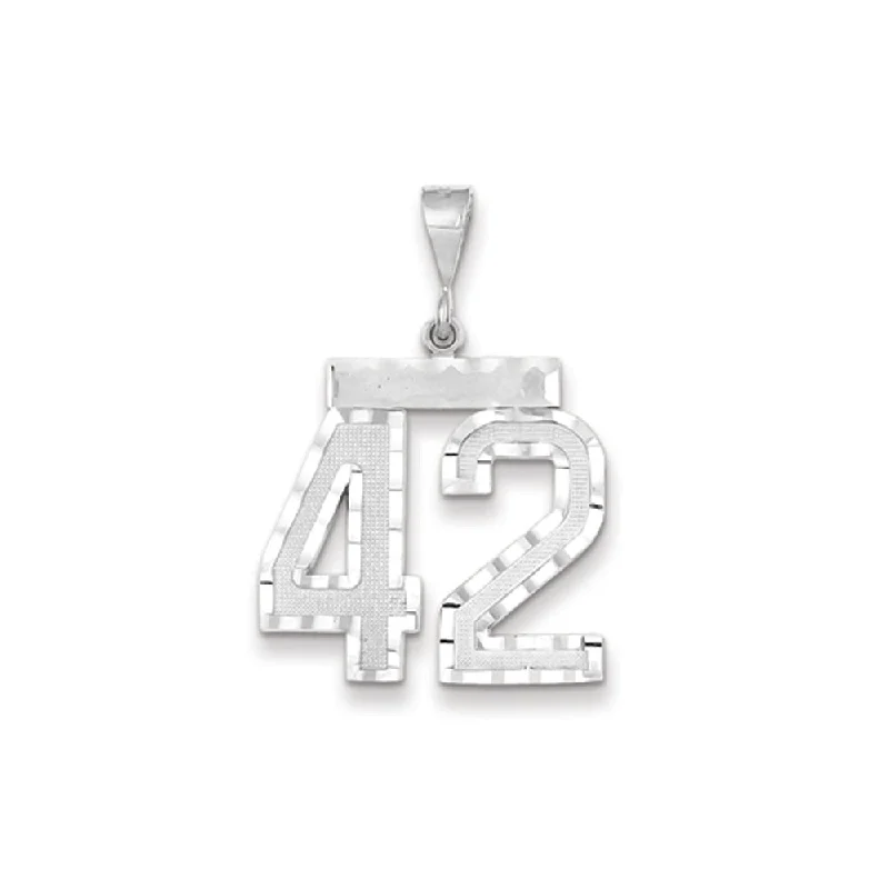 Double - Heart Pendant with Interlocking Design for CouplesCoral - Trimmed Pendants with Seashell and Pearl Accents14k White Gold, Varsity Collection, Large D/C Pendant, Number 42 Double - Heart Pendant with Interlocking Design for CouplesCoral - Trimmed Pendants with Seashell and Pearl Accents14k White Gold, Varsity Collection, Large D/C Pendant, Number 42