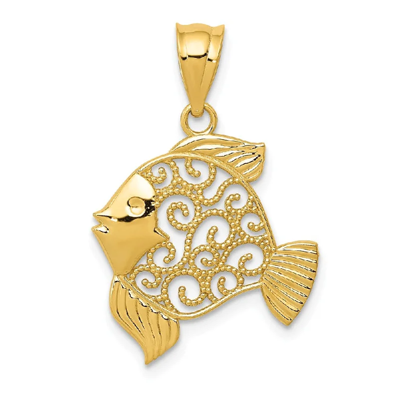 Laser - Cut Woodland Scene Pendant for Nature EnthusiastsStainless Steel Pendants with Laser - Etched Motivational Quotes14k Yellow Gold Filigree Fish Pendant, 17mm Laser - Cut Woodland Scene Pendant for Nature EnthusiastsStainless Steel Pendants with Laser - Etched Motivational Quotes14k Yellow Gold Filigree Fish Pendant, 17mm