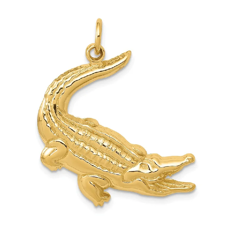 Water - Resistant Stainless Steel Diving - Themed Pendant for DiversLeather - Wrapped Pendants with Brass Stud Embellishments14k Yellow Gold Polished 2D Alligator Pendant Water - Resistant Stainless Steel Diving - Themed Pendant for DiversLeather - Wrapped Pendants with Brass Stud Embellishments14k Yellow Gold Polished 2D Alligator Pendant