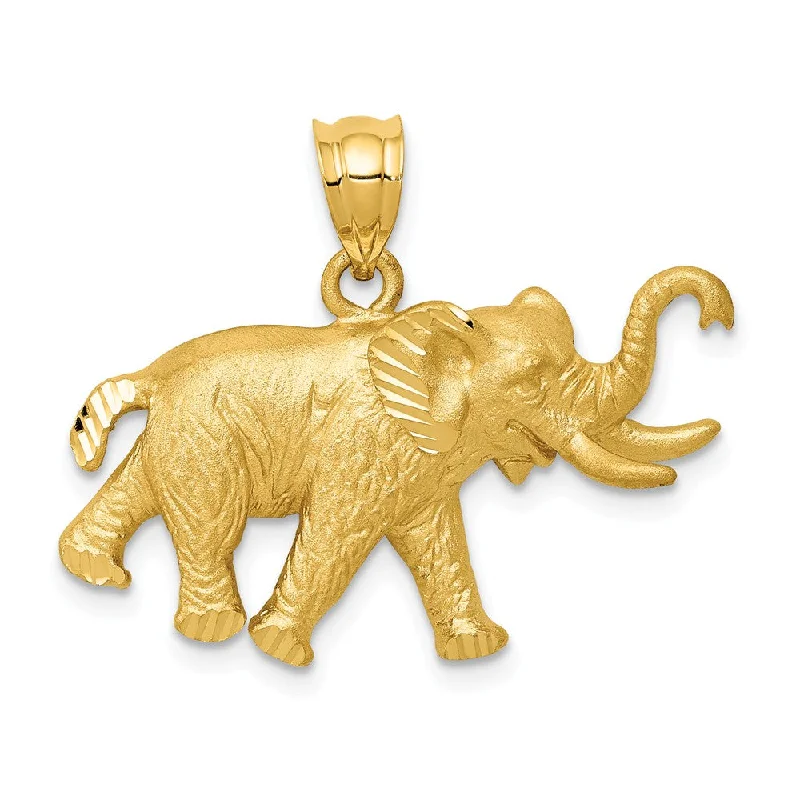 Customized Birthstone Pendant with Engraved Name for a Personalized TouchHand - Carved Wooden Pendants with Folk - Art Motifs14k Yellow Gold Satin Elephant with Tusks Pendant