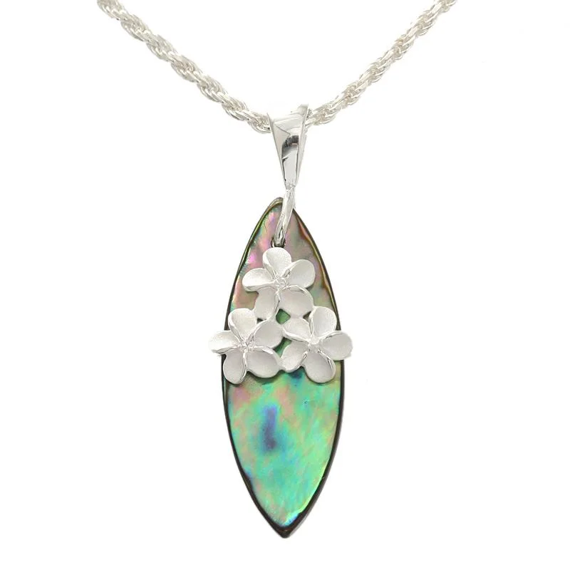 Custom coordinates pendants for travel memoriesSterling Silver Plumeria with CZ and Abalone Shell Surfboard Pendant (Chain Sold Separately) Custom coordinates pendants for travel memoriesSterling Silver Plumeria with CZ and Abalone Shell Surfboard Pendant (Chain Sold Separately)