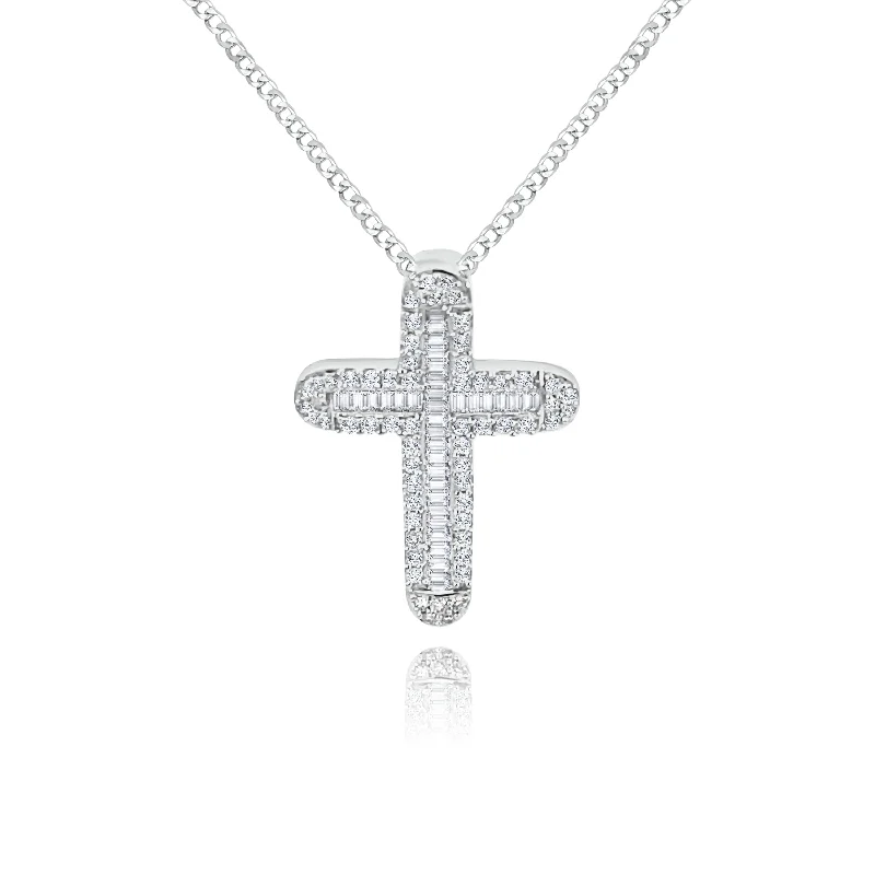 Gold-plated pendants for affordable luxuryBaguette Diamonds & Brilliant cut Diamonds "Barbara" Cross Pendent Gold-plated pendants for affordable luxuryBaguette Diamonds & Brilliant cut Diamonds "Barbara" Cross Pendent