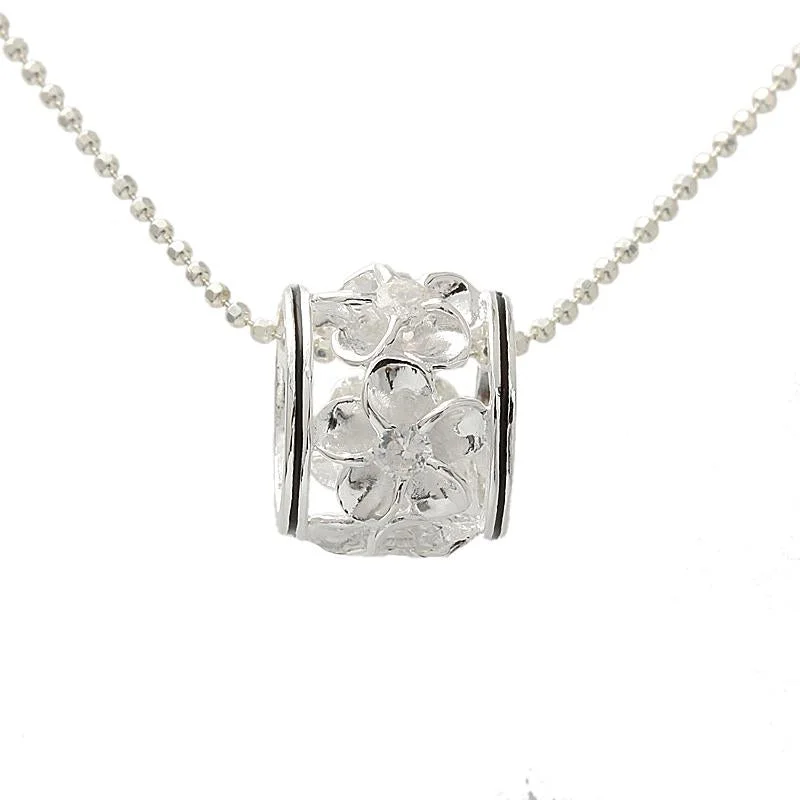 Delicate pearl necklaces for formal eventsSterling Silver Plumeria with CZ Black Border Barrel Pendant (Chain Sold Separately) Delicate pearl necklaces for formal eventsSterling Silver Plumeria with CZ Black Border Barrel Pendant (Chain Sold Separately)