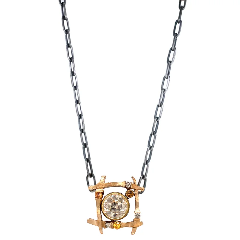 Zodiac sign pendants for astrology loversCassiterite, Montana Sapphire & Cognac Diamond Necklace - "Bronze Horizon" Zodiac sign pendants for astrology loversCassiterite, Montana Sapphire & Cognac Diamond Necklace - "Bronze Horizon"