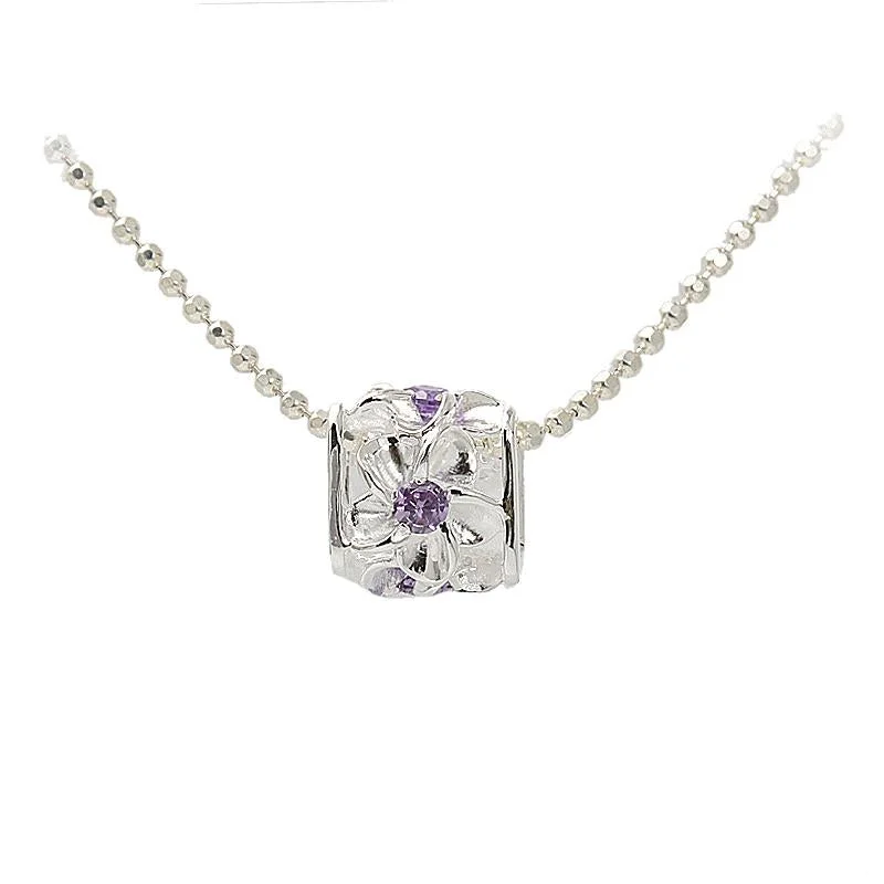Stainless steel pendants for durabilitySterling Silver Plumeria with Purple CZ Cube Pendant (Chain Sold Separately) Stainless steel pendants for durabilitySterling Silver Plumeria with Purple CZ Cube Pendant (Chain Sold Separately)