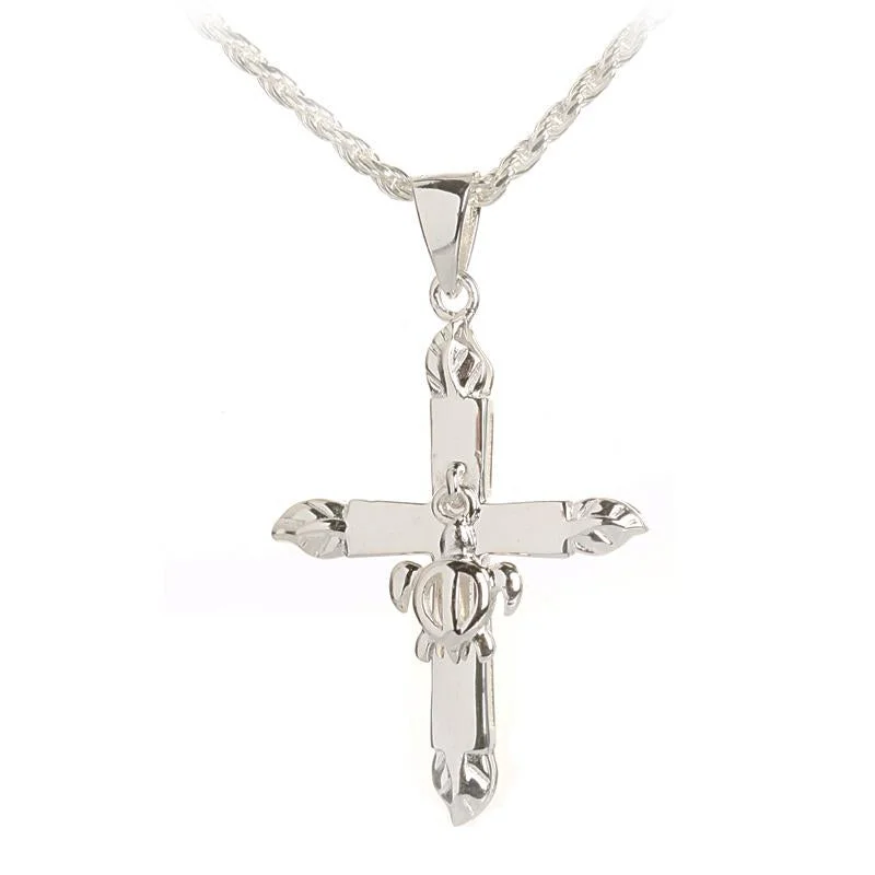 Custom coordinates pendants for travel memoriesSterling Silver 4 Leaves with Honu (Hawaiian Turtle) Shiny Cross Pendant (Chain Sold Separately) Custom coordinates pendants for travel memoriesSterling Silver 4 Leaves with Honu (Hawaiian Turtle) Shiny Cross Pendant (Chain Sold Separately)
