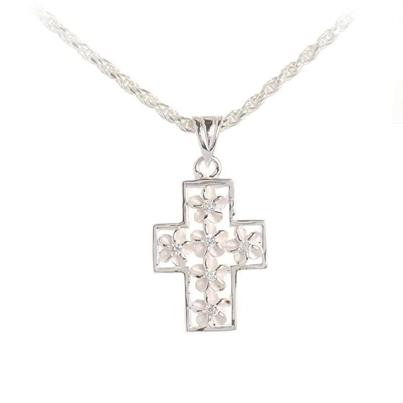 Affordable sterling silver necklaces for teensSterling Silver 4mm Plumeria with CZ and Border Cross Pendant (Chain Sold Separately) Affordable sterling silver necklaces for teensSterling Silver 4mm Plumeria with CZ and Border Cross Pendant (Chain Sold Separately)
