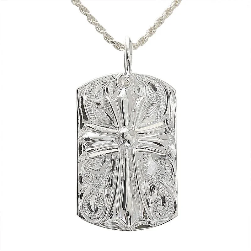 Custom engraved pendants for special occasionsSterling Silver Hawaiian Scroll Cross in Plate Pendant (Chain Sold Separately) Custom engraved pendants for special occasionsSterling Silver Hawaiian Scroll Cross in Plate Pendant (Chain Sold Separately)