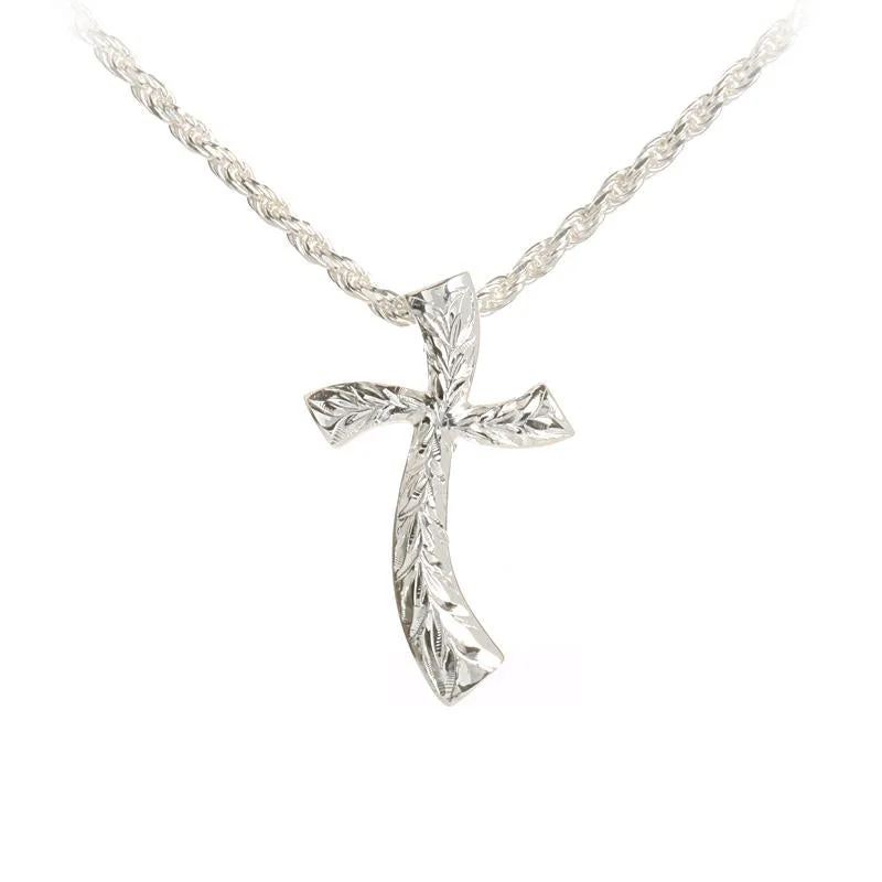 Adjustable length necklaces for versatilitySterling Silver Maile Leaf Wave Cross Pendant (S/L) (Chain Sold Separately) Adjustable length necklaces for versatilitySterling Silver Maile Leaf Wave Cross Pendant (S/L) (Chain Sold Separately)