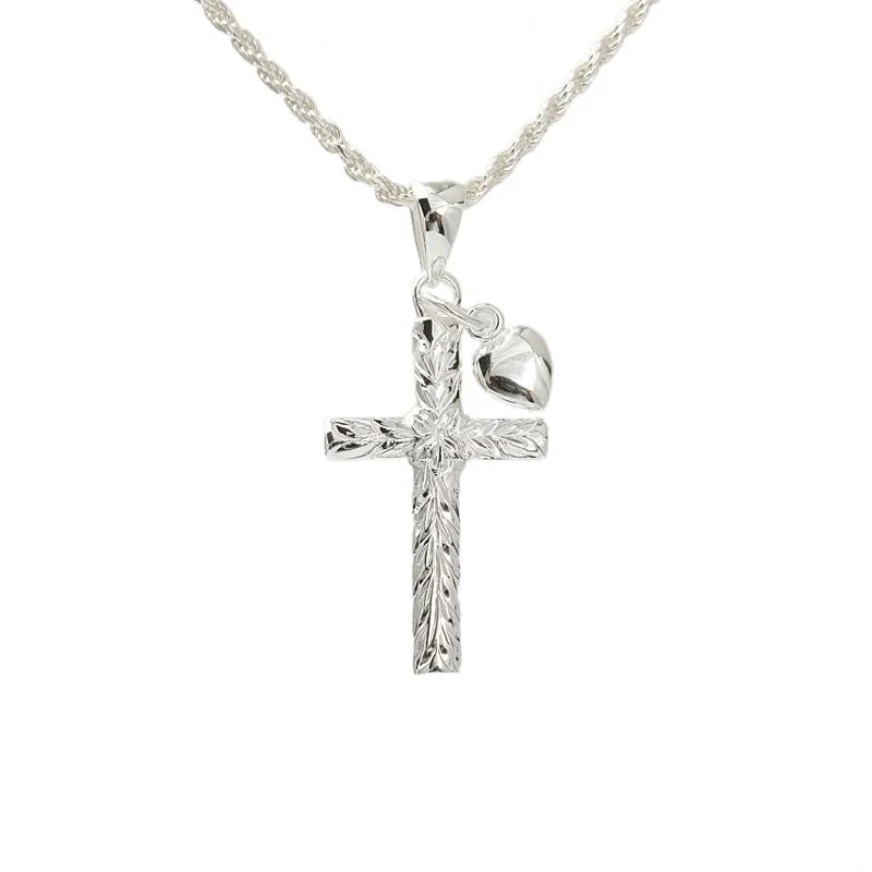 Infinity symbol necklaces for couplesSterling Silver Maile Leaf Cross with Heart Pendant (Chain Sold Separately) Infinity symbol necklaces for couplesSterling Silver Maile Leaf Cross with Heart Pendant (Chain Sold Separately)