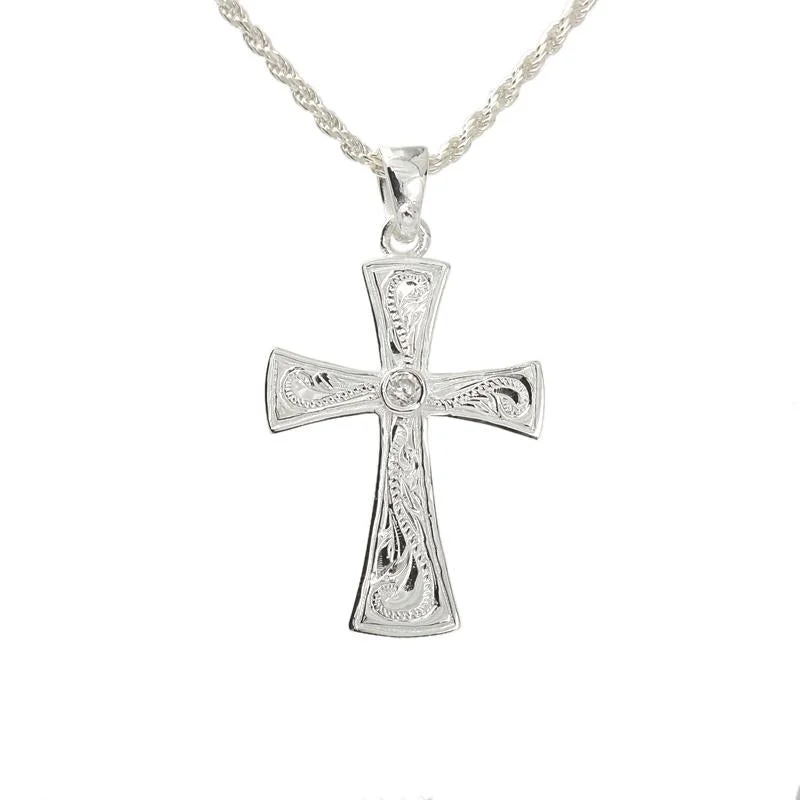 Personalized name necklaces for womenSterling Silver Hawaiian Scroll with CZ Cross Pendant (Chain Sold Separately) Personalized name necklaces for womenSterling Silver Hawaiian Scroll with CZ Cross Pendant (Chain Sold Separately)
