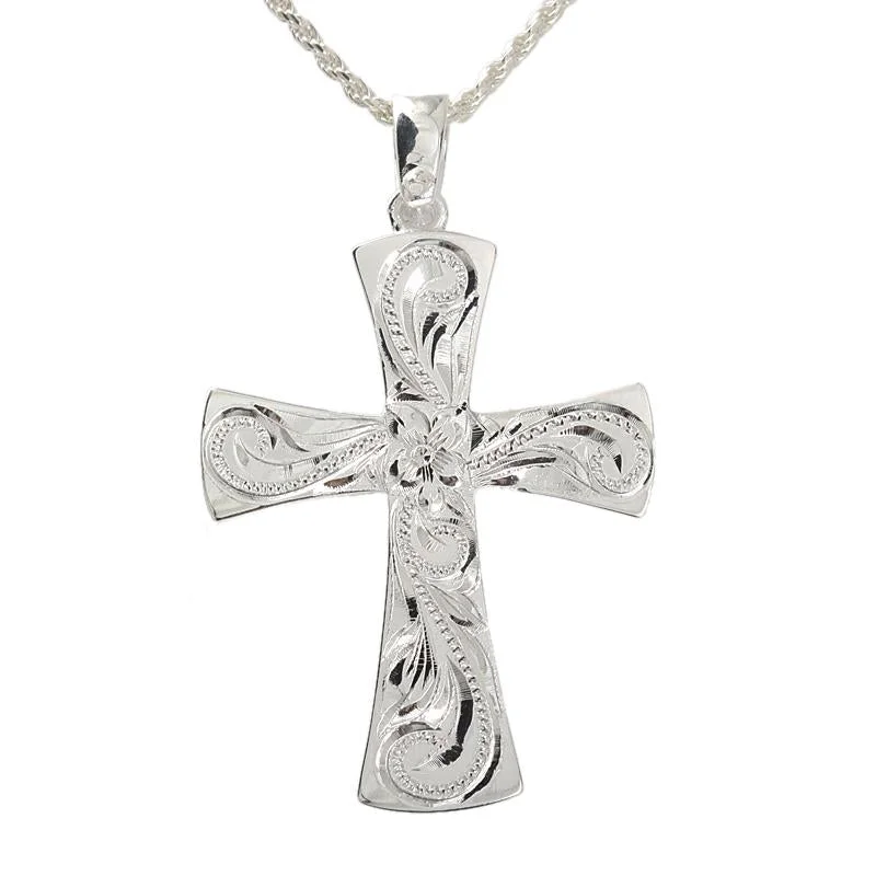 Cross pendant necklaces for religious giftsSterling Silver Hawaiian Scroll Cross Pendant (Chain Sold Separately) Cross pendant necklaces for religious giftsSterling Silver Hawaiian Scroll Cross Pendant (Chain Sold Separately)