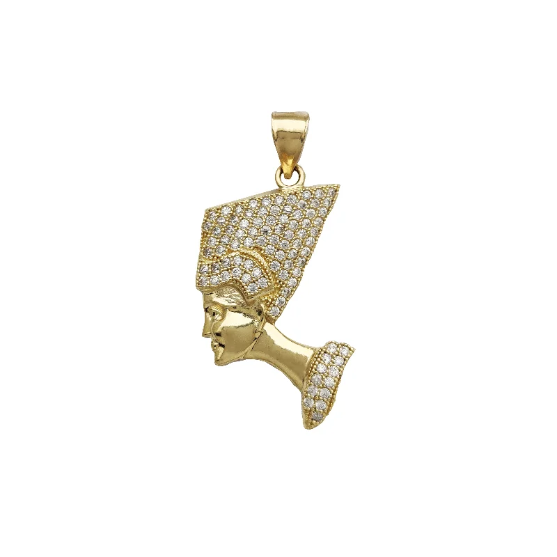 Handmade Leather - Wrapped Crystal Pendant for a Bohemian AestheticCrystal - Encrusted Pendants in the Shape of a CrownIced Out Nefertiti Pendant (14K) Handmade Leather - Wrapped Crystal Pendant for a Bohemian AestheticCrystal - Encrusted Pendants in the Shape of a CrownIced Out Nefertiti Pendant (14K)