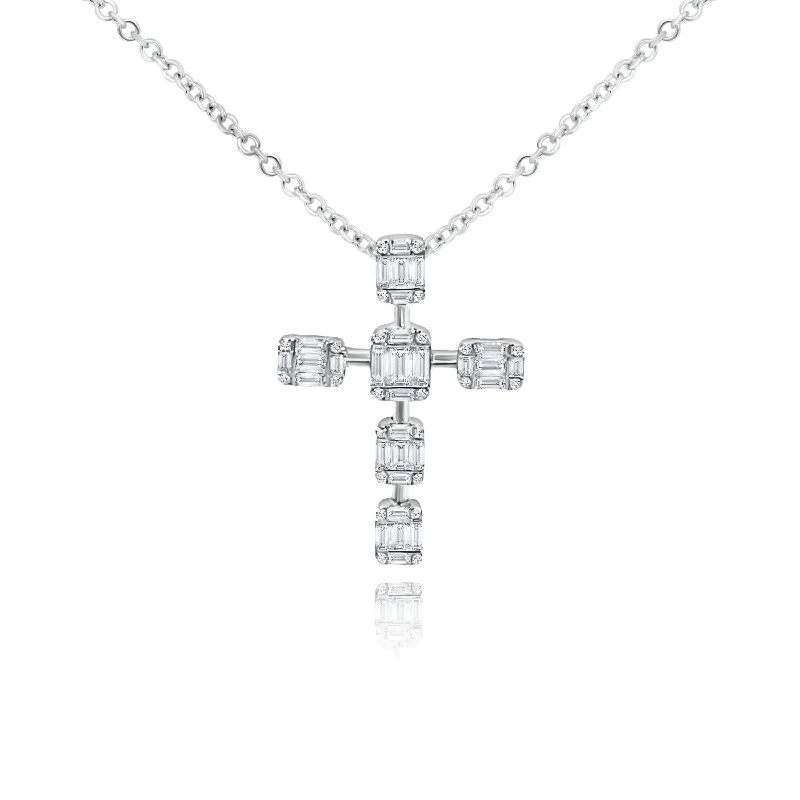 Moon phase pendants for celestial loversInvisible set Diamonds "Joan" Cross Pendent. Moon phase pendants for celestial loversInvisible set Diamonds "Joan" Cross Pendent.