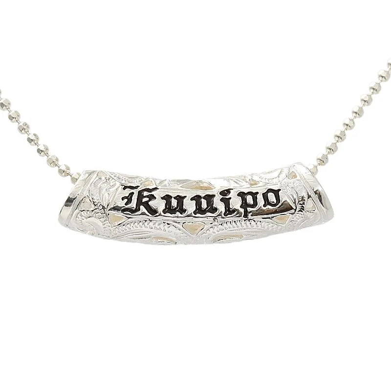Boho-style beaded necklaces for summerSterling Silver Black Enamel KUUIPO (Sweetheart) Tube Slider Pendant (Chain Sold Separately) Boho-style beaded necklaces for summerSterling Silver Black Enamel KUUIPO (Sweetheart) Tube Slider Pendant (Chain Sold Separately)