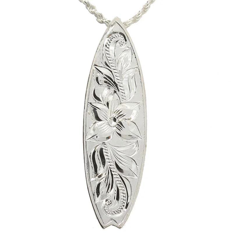 Initial letter pendants for personalized necklacesSterling Silver Hawaiian Scroll Long Board Pendant (S/M) (Chain Sold Separately) Initial letter pendants for personalized necklacesSterling Silver Hawaiian Scroll Long Board Pendant (S/M) (Chain Sold Separately)