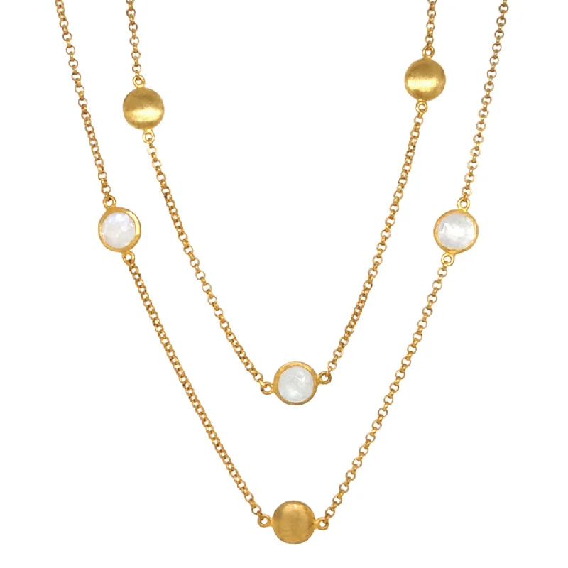 Crystal healing pendants for wellness enthusiastsLong Gold Vermeil & Moonstone Station Necklace - "White Star" Crystal healing pendants for wellness enthusiastsLong Gold Vermeil & Moonstone Station Necklace - "White Star"