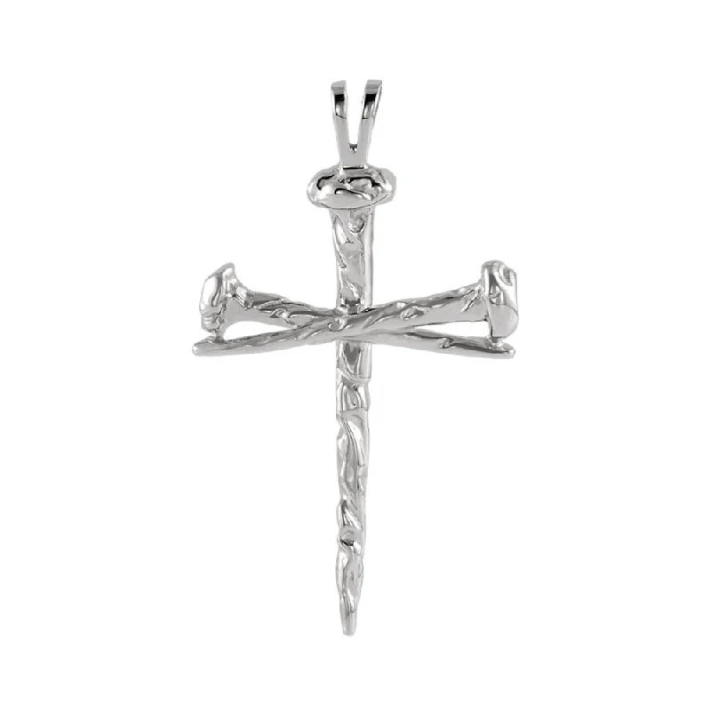 Cross pendant necklaces for religious giftsMen's Platinum Polished Nail Cross Pendant, 24 x 34mm Cross pendant necklaces for religious giftsMen's Platinum Polished Nail Cross Pendant, 24 x 34mm