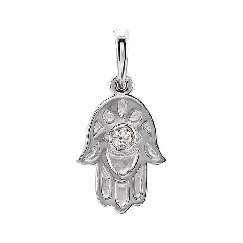 Zodiac sign pendants for astrology loversPlatinum and 0.03 CT Diamond Small Hamsa Pendant, 9mm Zodiac sign pendants for astrology loversPlatinum and 0.03 CT Diamond Small Hamsa Pendant, 9mm