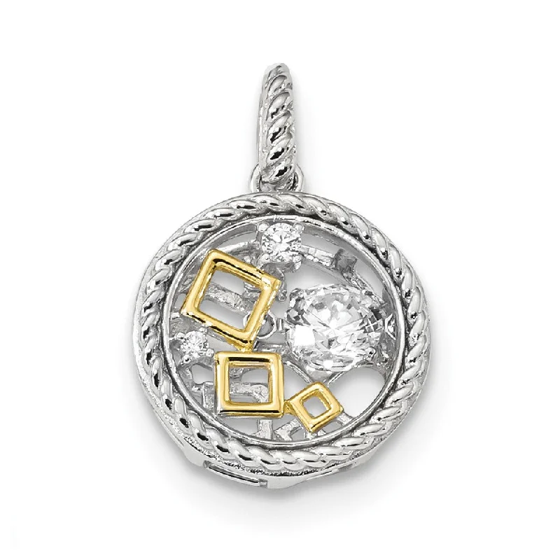 Adjustable length necklaces for versatilityPlatinum & Gold Tone Sterling Silver & CZ Circle Pendant, 15mm Adjustable length necklaces for versatilityPlatinum & Gold Tone Sterling Silver & CZ Circle Pendant, 15mm