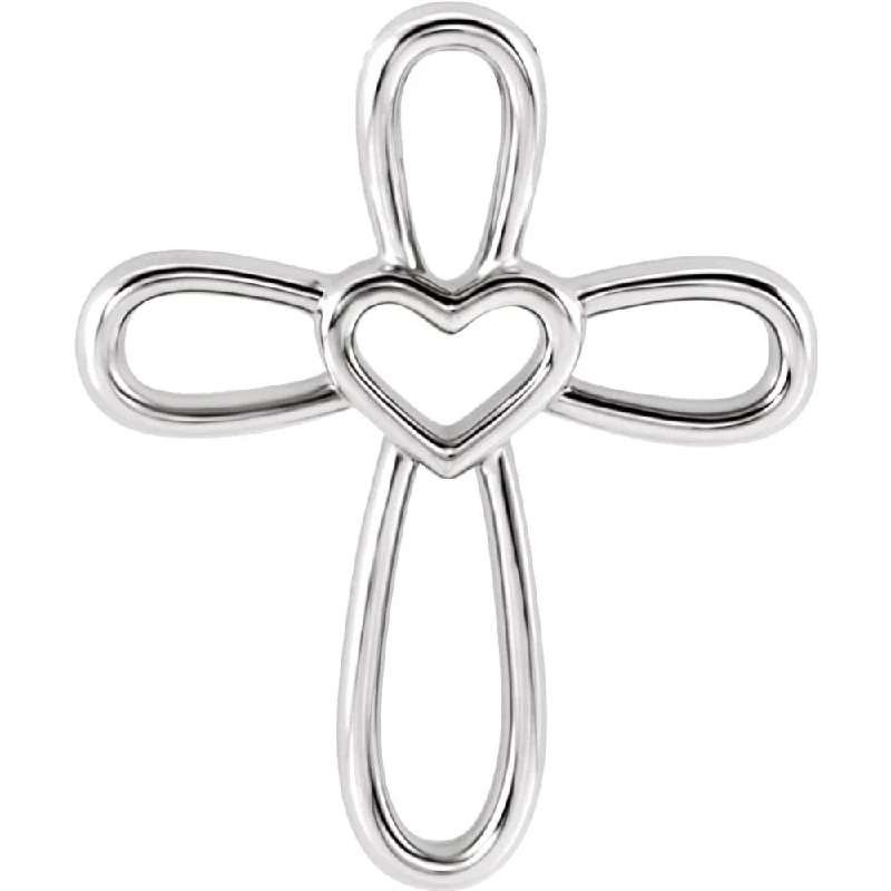 Religious cross pendants for faith-based jewelryPlatinum Looped Heart Cross Slide Pendant, 17 x 20mm Religious cross pendants for faith-based jewelryPlatinum Looped Heart Cross Slide Pendant, 17 x 20mm