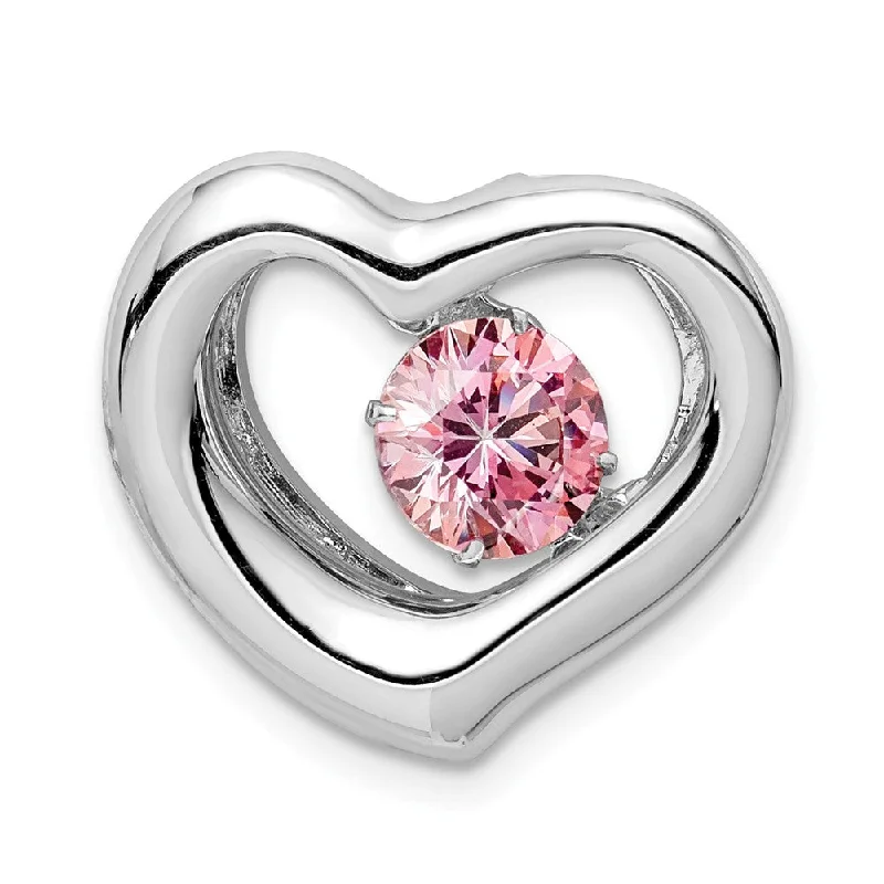 Initial letter necklaces for personalized stylePlatinum Plated Silver White or Pink CZ Sideways Heart Pendant, 20mm Initial letter necklaces for personalized stylePlatinum Plated Silver White or Pink CZ Sideways Heart Pendant, 20mm
