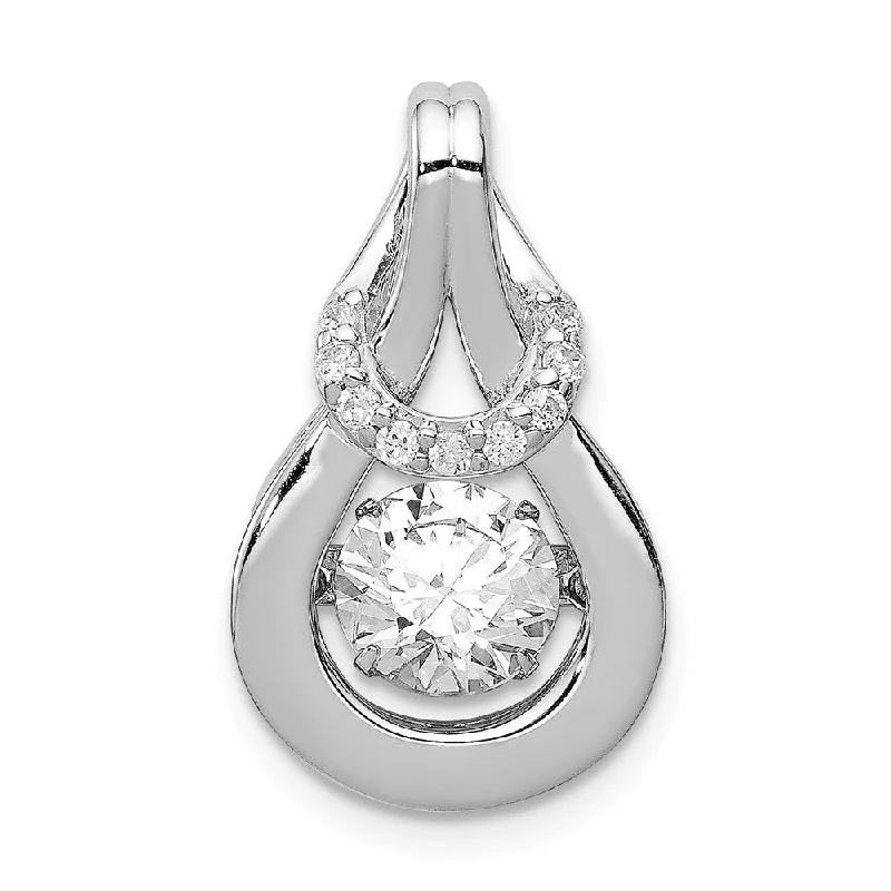 Adjustable length necklaces for versatilityPlatinum Plated Sterling Silver & CZ Love Knot Pendant, 14 x 21mm Adjustable length necklaces for versatilityPlatinum Plated Sterling Silver & CZ Love Knot Pendant, 14 x 21mm