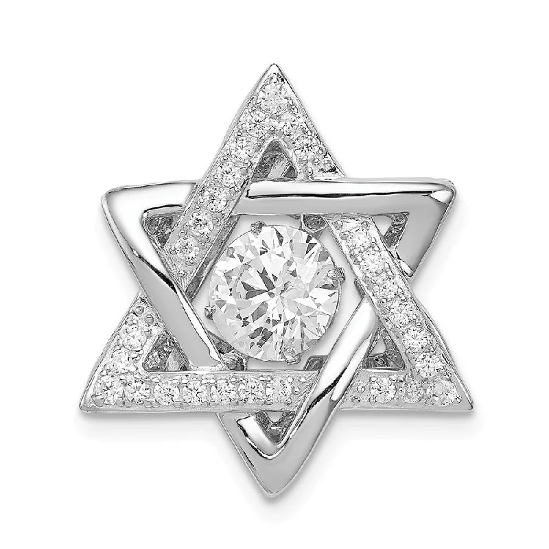 Initial letter necklaces for personalized stylePlatinum Plated Sterling Silver & CZ Star of David Pendant, 19 x 22mm Initial letter necklaces for personalized stylePlatinum Plated Sterling Silver & CZ Star of David Pendant, 19 x 22mm
