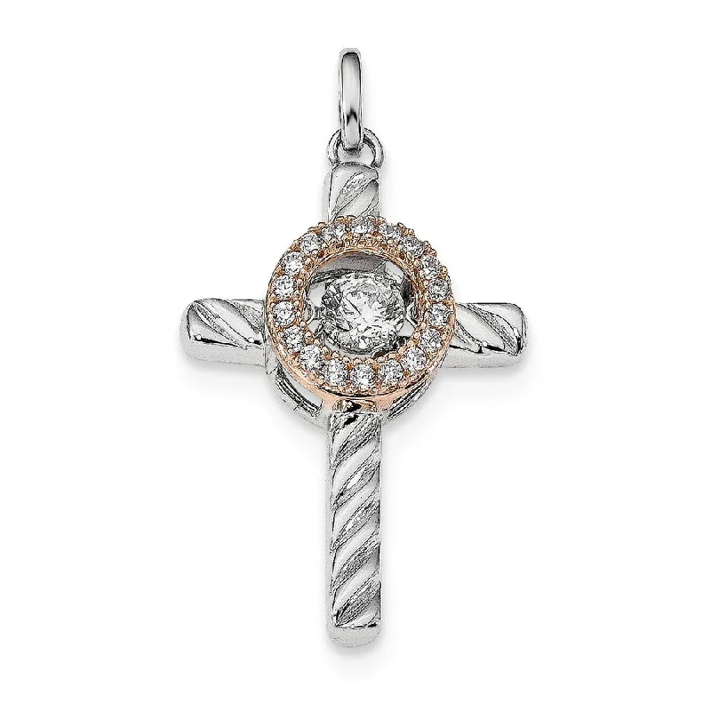 Religious cross pendants for faith-based jewelryPlatinum & Rose Tone Plated Sterling Silver & CZ Celtic Cross Pendant Religious cross pendants for faith-based jewelryPlatinum & Rose Tone Plated Sterling Silver & CZ Celtic Cross Pendant