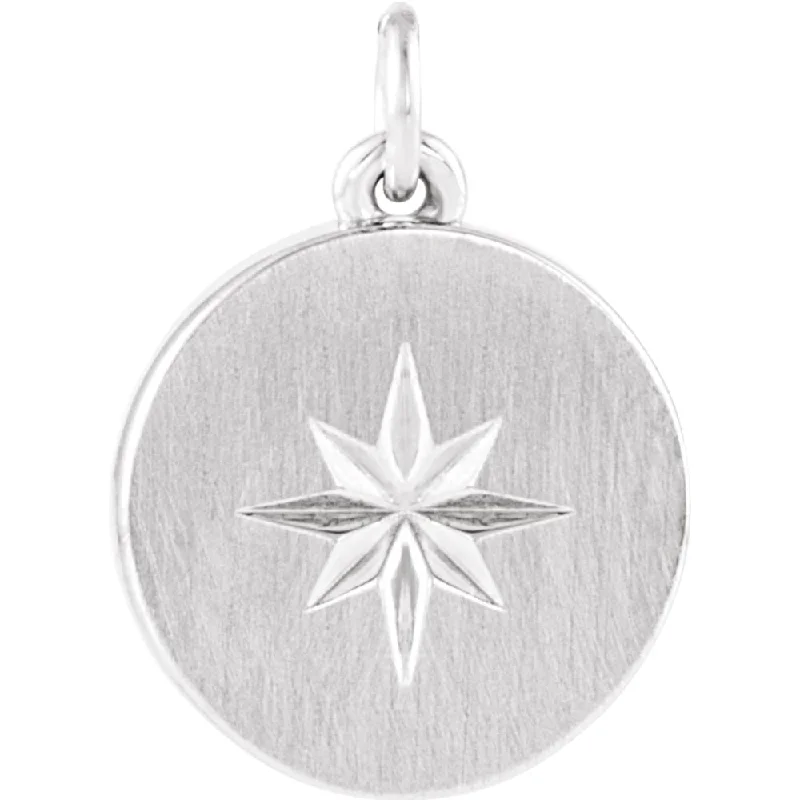 Custom engraved pendants for special occasionsPlatinum Small Starburst Disc Pendant, 11mm (7/16 inch) Custom engraved pendants for special occasionsPlatinum Small Starburst Disc Pendant, 11mm (7/16 inch)